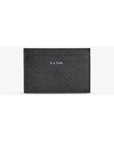 Paul Smith Brand-foiled Leather Card Holder - Grey