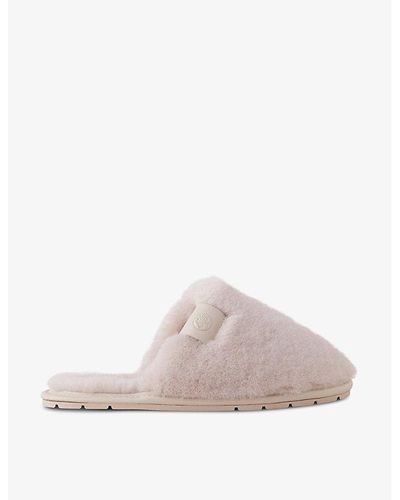 Mulberry Logo-patch Shearling Slippers - Multicolour