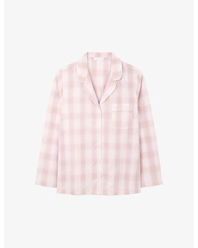 The White Company Relaxed-fit Checked Organic-cotton Pyjama Shirt X - Pink