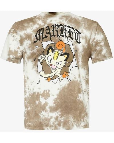 Market X Pokémon Meowth Graphic-print Cotton-jersey T-shirt X - White