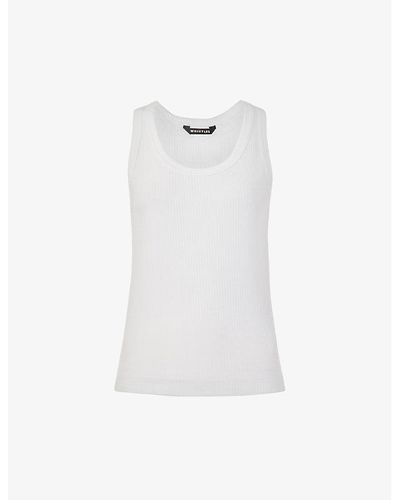 Whistles Scoop-neck Ribbed Stretch Better-cotton Vest Top - White
