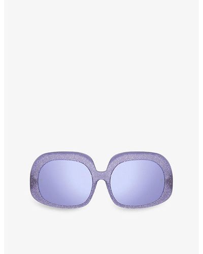 Linda Farrow Lea Oversized Round-frame Acetate Sunglasses - Purple