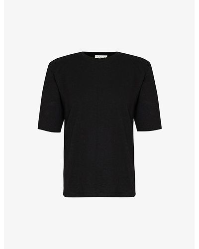Frankie Shop Carrington Padded-shoulder Cotton-jersey T-shirt - Black