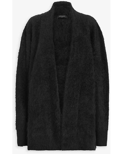 AllSaints Tessa Brushed Cashmere-blend Cardigan - Black