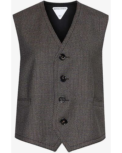 Bottega Veneta Single-breasted Wool-twill Waistcoat - Grey