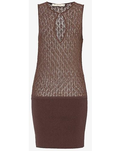 Bec & Bridge Aurora Cut-out Knitted Mini Dress - Brown