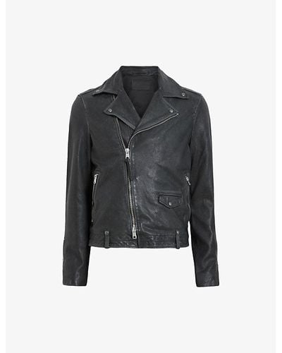 AllSaints Rosser Regular-fit Leather Biker Jacket - Black