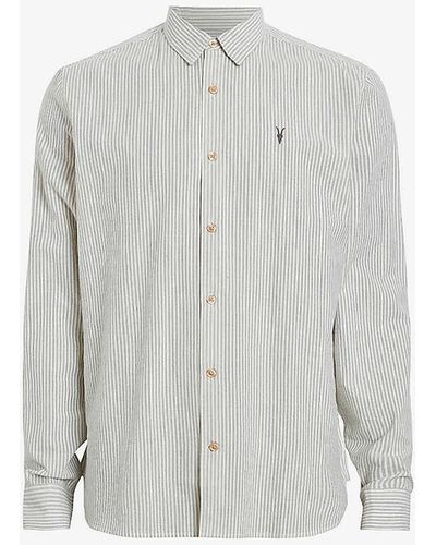 AllSaints Villard Logo-embroidered Striped Organic-cotton Shirt - White