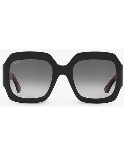 Cartier Ct0434s Butterfly-frame Acetate Sunglasses - Black