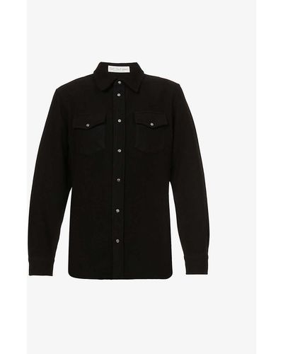 God's True Cashmere Unisex Gemstone-embellished Popper Relaxed-fit Cashmere Shirt - Black