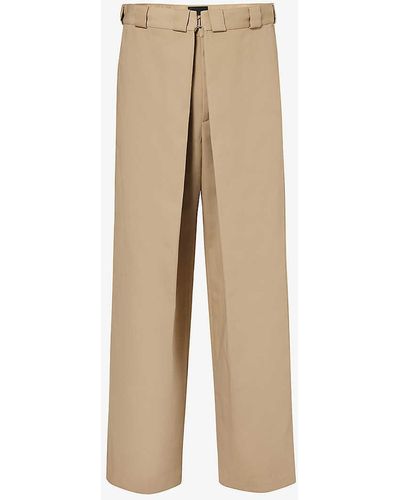 Givenchy Pleated Slip-pocket Mid-rise Wide-leg Woven Trousers - Natural