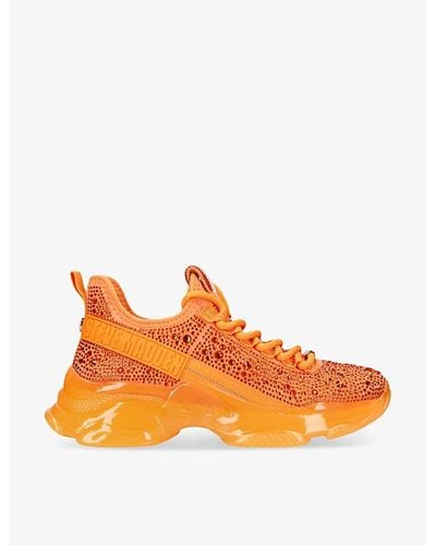 Steve Madden Mistica 575 Crystal-embellished Woven Low-top Sneakers - Orange