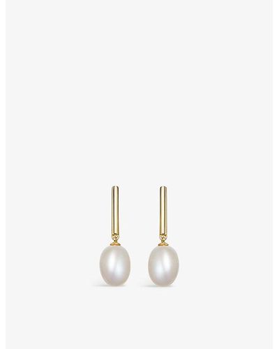 Astley Clarke Celestial 18ct Yellow Gold-plated Vermeil Sterling-silver And Pearl Drop Earrings - Natural