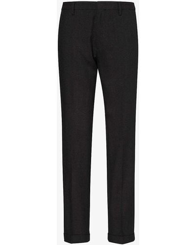 Paul Smith Brand-tab Slim-fit Straight-leg Stretch-cotton Trousers - Black