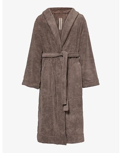 Rick Owens Logo-embellished Relaxed-fit Cotton-towelling Robe - Brown