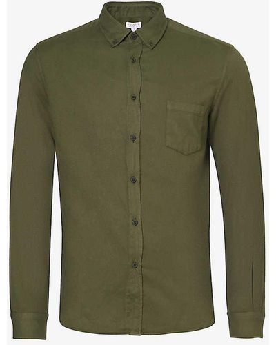Sunspel Flannel Regular-fit Cotton Shirt X - Green