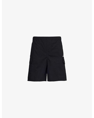 MKI Miyuki-Zoku Logo-embroidered Mid-rise Cotton Shorts - Black
