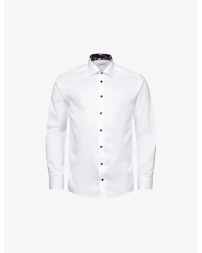 Eton Floral-collar Regular-fit Signature Organic Cotton-twill Shirt - White