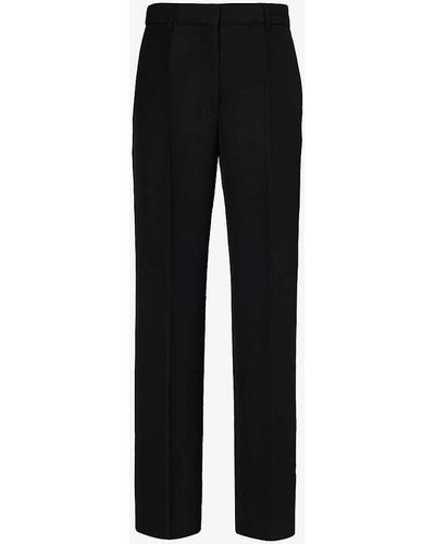 Totême Straight-leg Mid-rise Polyester And Wool-blend Trousers - Black