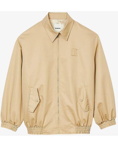 Sandro Logo-patch Cotton-blend Jacket - Natural