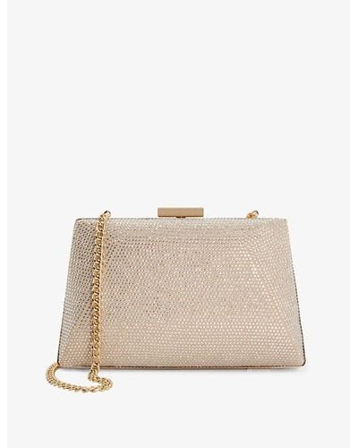 Dune Bellaire Crystal-embellished Woven Clutch Bag - Natural