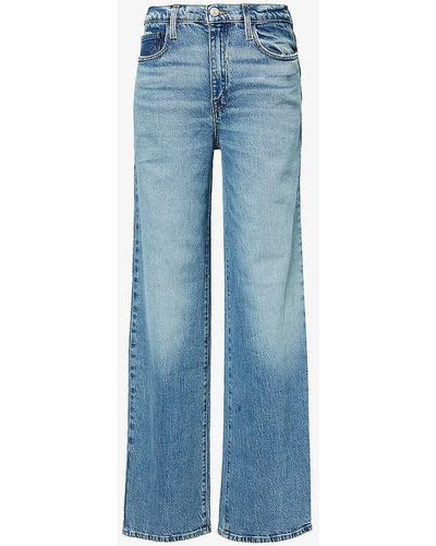 FRAME Le Jane Wide-leg Mid-rise Stretch-cotton Jeans - Blue