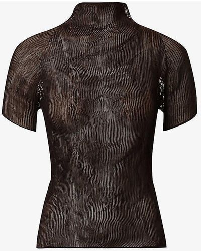 Issey Miyake Twist Sheer Knitted Top - Black