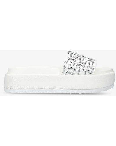 Steve Madden Kora Embellished-strap Flat Fabric Sandals - White