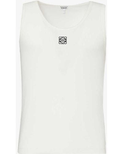 Loewe Anagram Brand-embroidered Stretch-cotton Top X - White