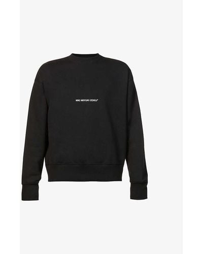 MKI Miyuki-Zoku Staple Brand-print Cotton-blend Sweatshirt - Black
