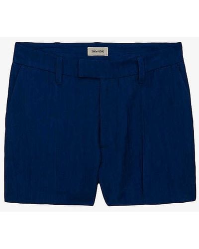 Zadig & Voltaire Please High-rise Stretch-woven Shorts - Blue