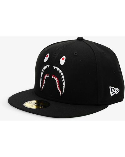 A Bathing Ape X New Era 59fifty Shark Logo-print Woven Cap - Black