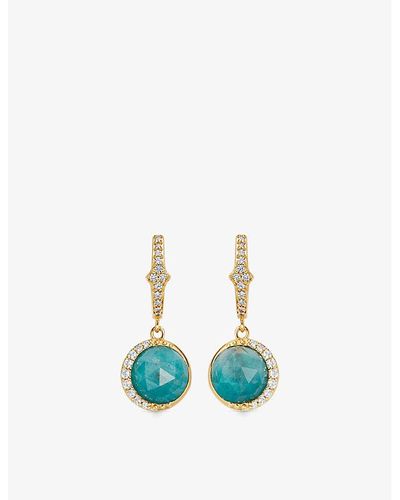 Astley Clarke Luna 18ct Yellow Gold-plated Vermeil Sterling-silver And Amazonite Drop Earrings - Blue