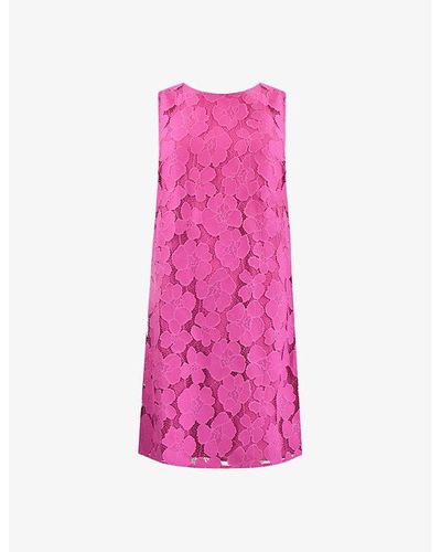Ro&zo Floral-lace Sleeveless Cotton-blend Mini Dress - Pink