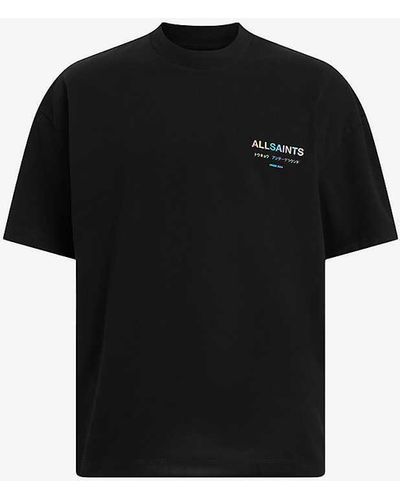AllSaints Underground Pride Logo Text-print Organic-cotton T-shirt - Black