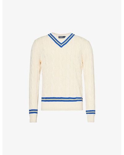 Polo Ralph Lauren Cricket V-neck Cotton Sweater - White