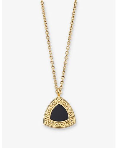 Astley Clarke Polaris Trillion 18ct Yellow Gold-plated Vermeil Sterling-silver And Black Onyx Locket Necklace - Metallic
