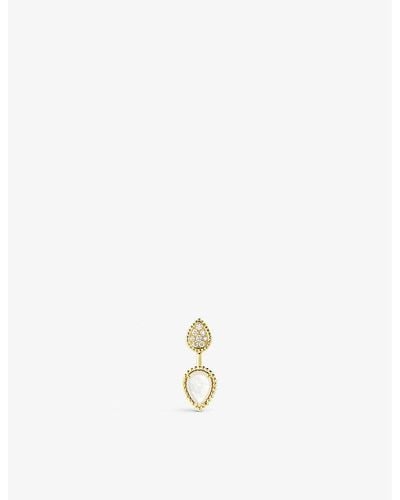 Boucheron Serpent Bohème 18ct Yellow-gold, 0.16ct Diamond And Mother-of-pearl Single Earring - White