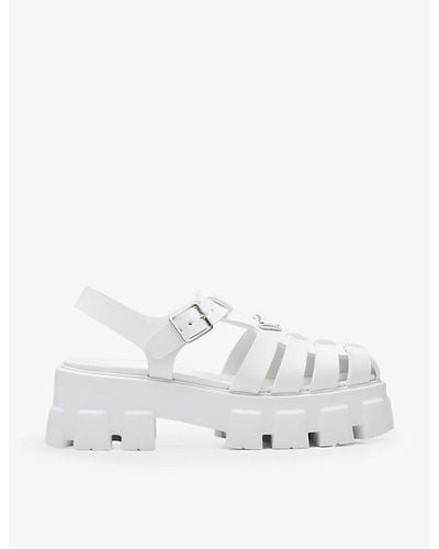 Prada Platform Rubber Sandals - White