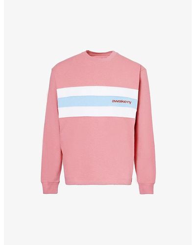 AWAKE NY Stripe Long-sleeved Cotton-jersey Sweatshirt X - Pink