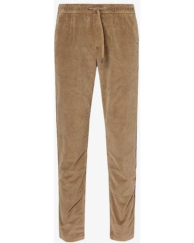 IKKS Corduroy-textured Drawstring-waist Stretch-cotton jogging Bottoms - Natural