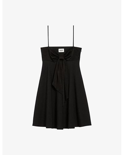 Claudie Pierlot Bow-embellished Stretch-woven Midi Dress - Black