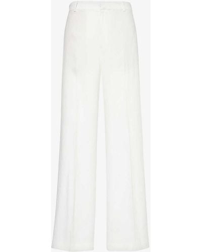 Polo Ralph Lauren Pressed-crease Wide-leg High-rise Linen Trousers - White