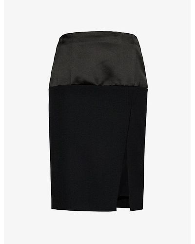 Givenchy Contrast-panel Wool-blend Mini Skirt - Black
