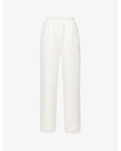 ADANOLA Wide-leg High-rise Cotton-poplin Trouser - White