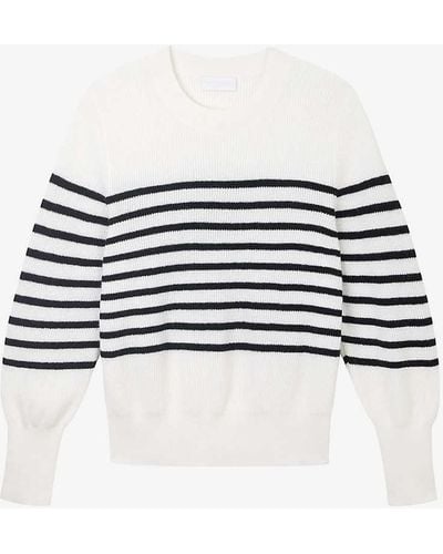 The White Company Breton-stripe Ribbed Wool And Cashmere-blend Jumper X - Multicolour