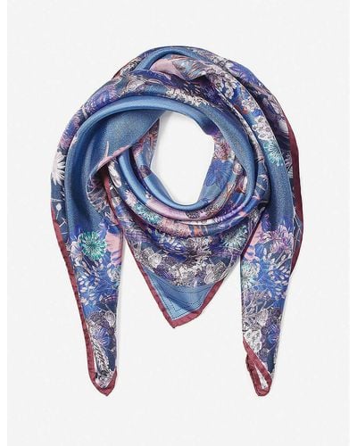 Aspinal of London Ombre 'a' Floral-print Silk Scarf - Blue