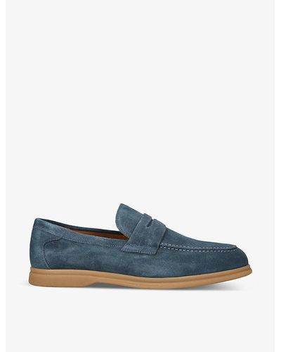 Doucal's Wash Suede Penny Loafers - Blue