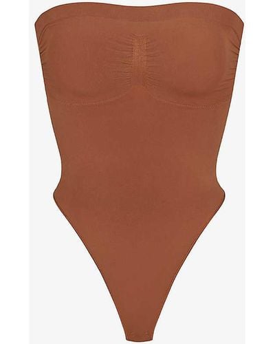 Skims Seamless Sculpt Fitted Stretch-woven Body X - Brown