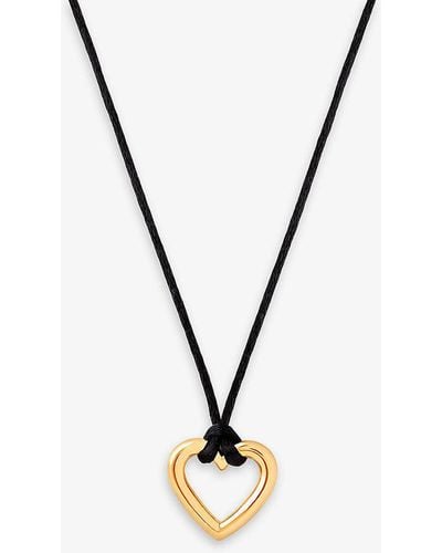 Astrid & Miyu Heart 18ct Yellow Gold-plated Sterling-silver And Cord Pendant Necklace - Metallic